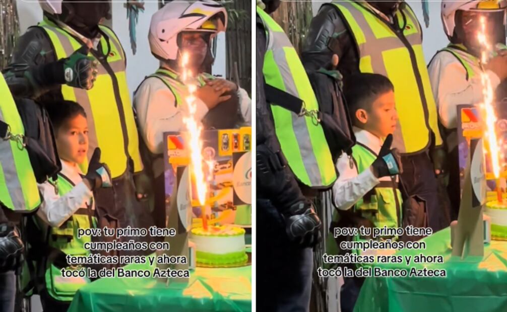 En redes sociales se volvió viral la peculiar fiesta de cumpleaños de un niño que eligió a Banco Azteca como temática.
Foto: Captura de pantalla