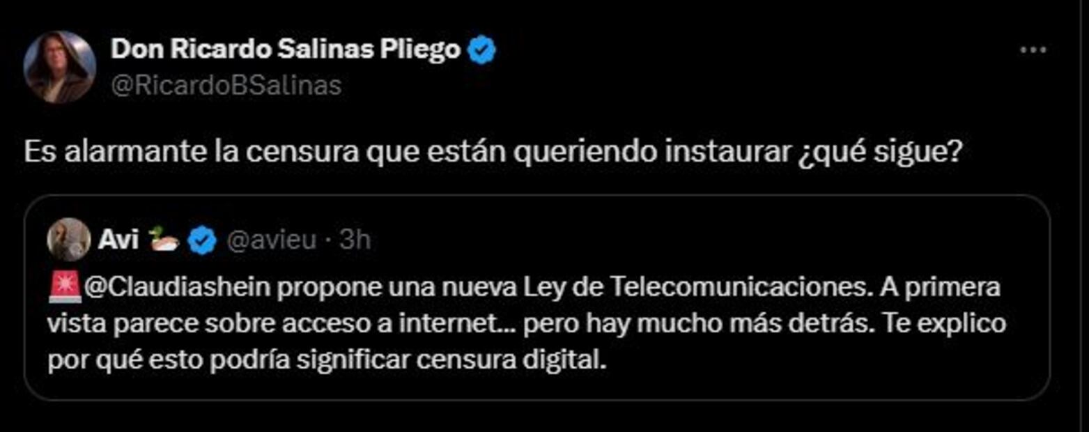 Salinas Pliego reacciona a retiro de concesiones por spots extranjeros. Foto: Captura de pantalla