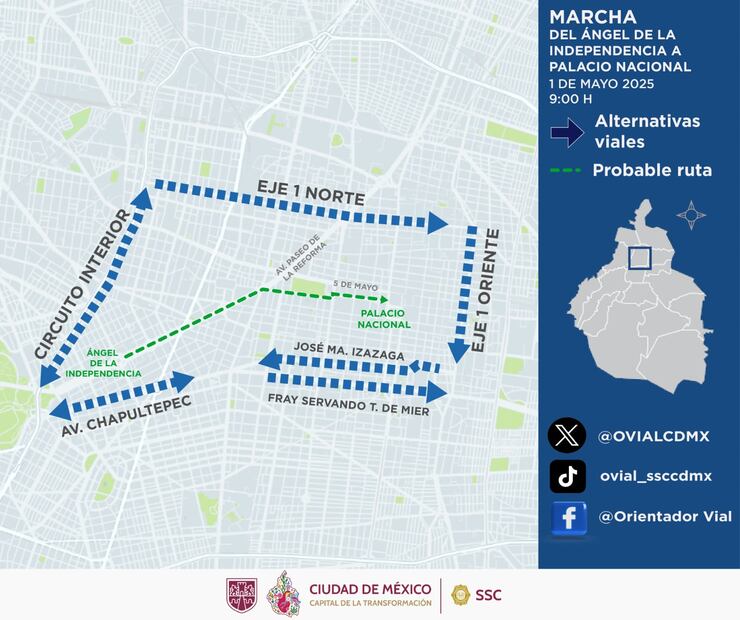 Día del Trabajo; Alternativas Viales