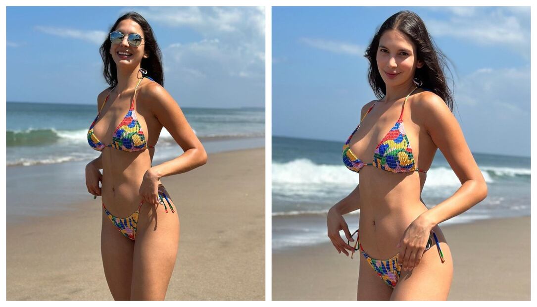 Este es el bikini multicolor que Ary Tenorio modeló en Indonesia. Imagen: Instagram Ary Tenorio