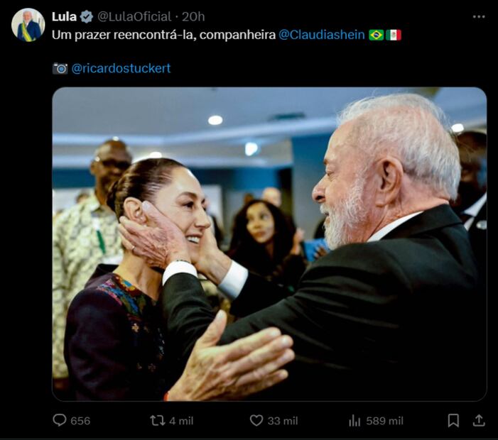 Publicación de Luiz Inacio Lula da Silva, presidente de Brasil. Foto: captura de pantalla