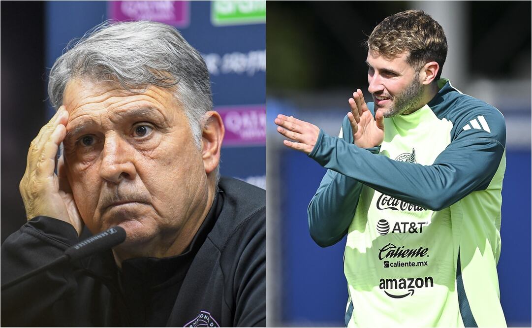 Gerardo Martino y Santiago Giménez en la Selección Mexicana. FOTO: ESPECIAL