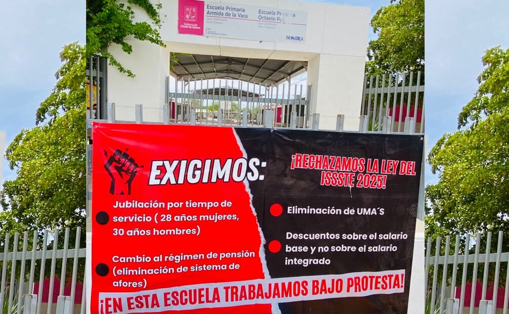 Maestros de Sonora demandan mejores condiciones laborales (16/05/2025). Foto: Especial