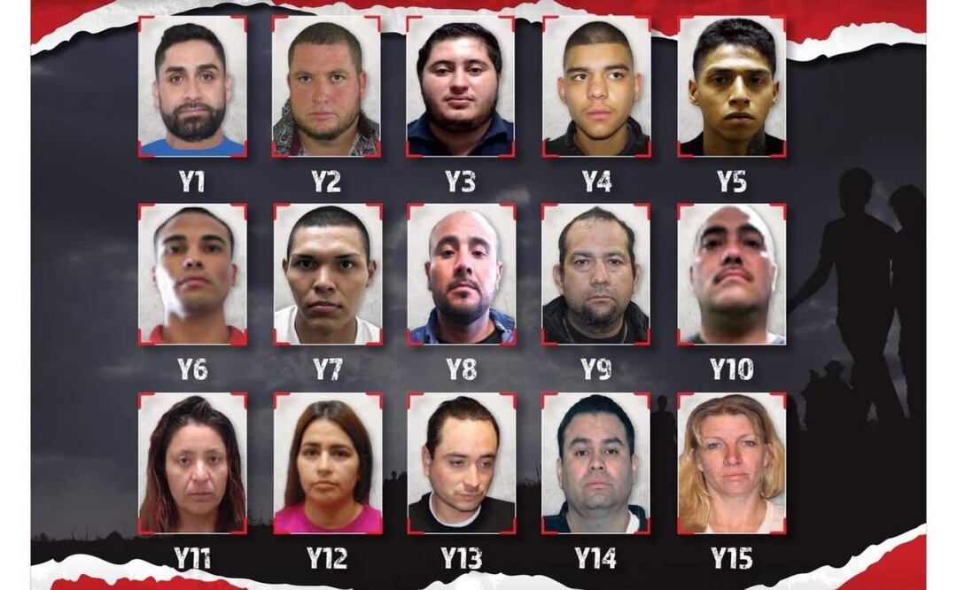 Estos son los rostros de 15 objetivos asociados con tráfico de personas y drogas en la frontera de México y EU (13/06/2025). Foto: Especial