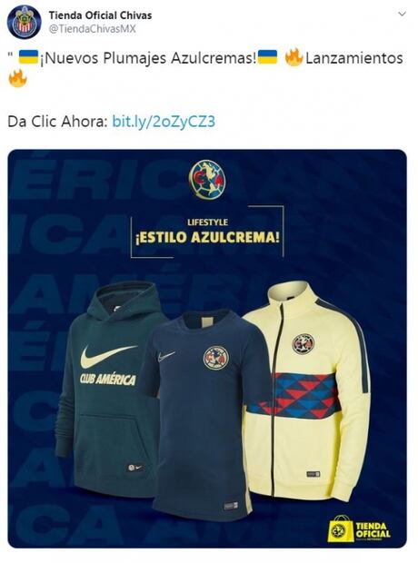 Tienda de Chivas promociona artículos del América en Twitter 