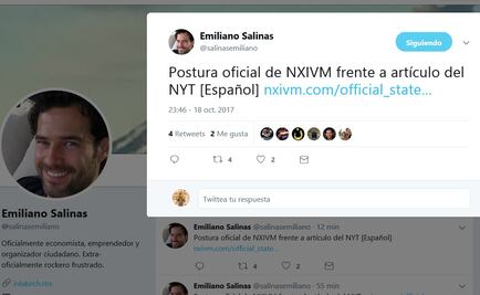 Hijo de Salinas difunde postura ante acusaciones a Nxivm