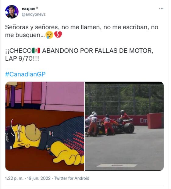 Los memes que dejó el abandono de Checo Pérez del GP de Canadá