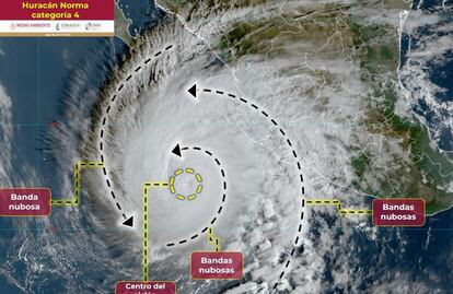 Huracán "Norma" se intensifica a categoría 4 sobre aguas del Pacífico 