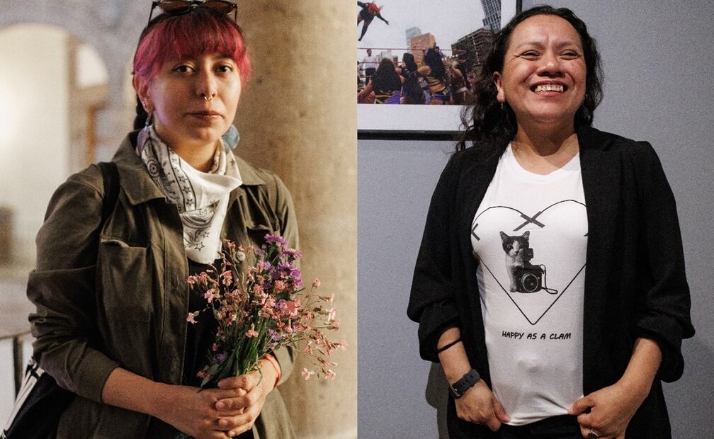Las fotoperiodistas Elizabeth Velázquez y a Aurea Itandehui. Foto: Yaretzy Osnaya/EL UNIVERSAL.