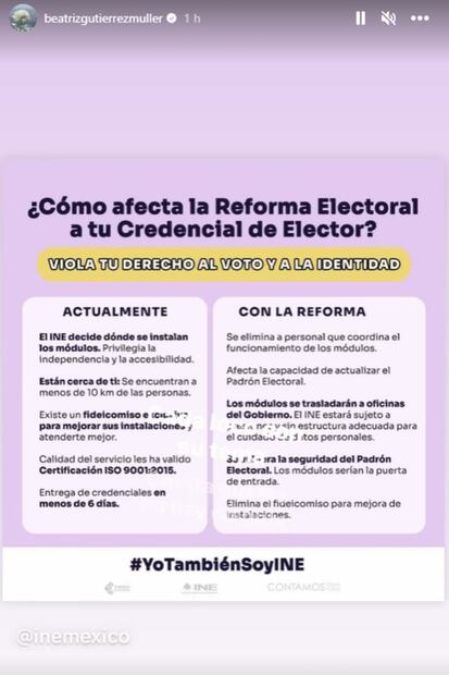 Con “Cada loco con su tema”, de Joan Manuel Serrat, Beatriz Gutiérrez Müller responde a INE