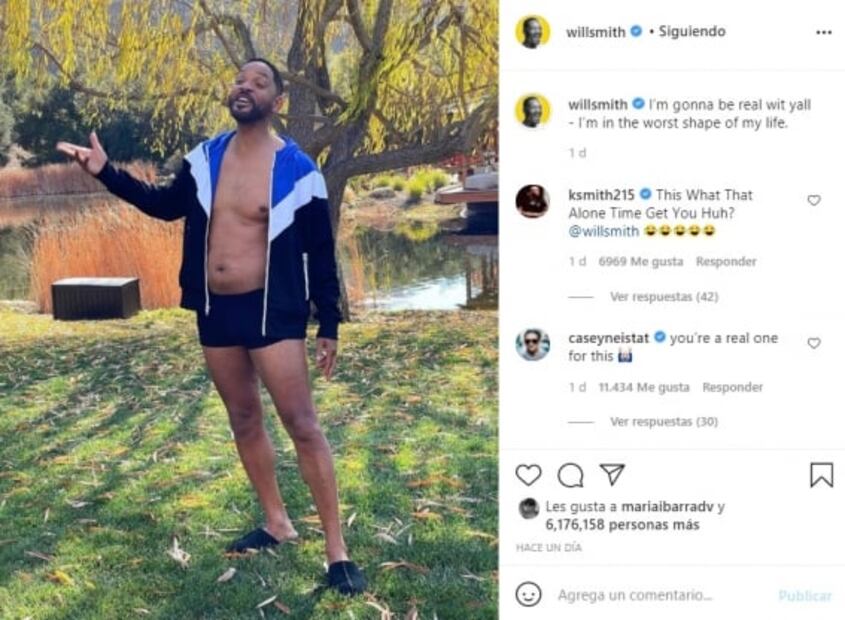 "Amo este cuerpo, pero quiero sentirme mejor", dice Will Smith al mostrar sus kilos de más
