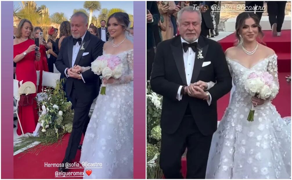 José Alberto, "El Güero" Castro llora al entregar al acompañar a su hija Sofía al altar.