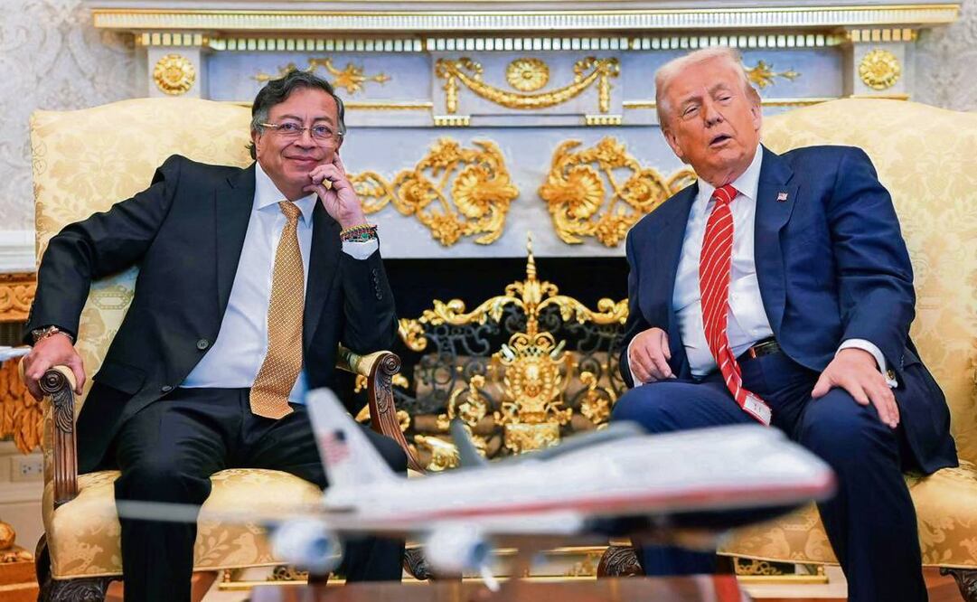 El presidente colombiano, Gustavo Petro, y su homólogo estadounidense, Donald Trump, ayer en la Casa Blanca en Washington. Foto: AFP