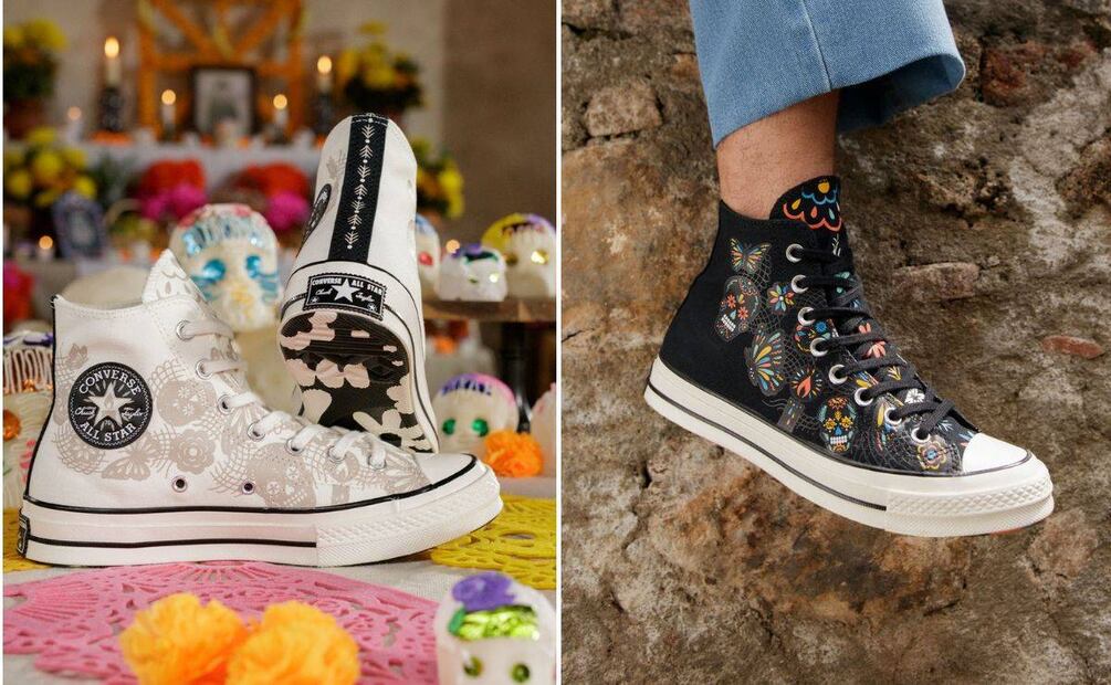 Las icónicas botas de lona Converse se unen a la celebración del Día de Muertos. Foto: Especial