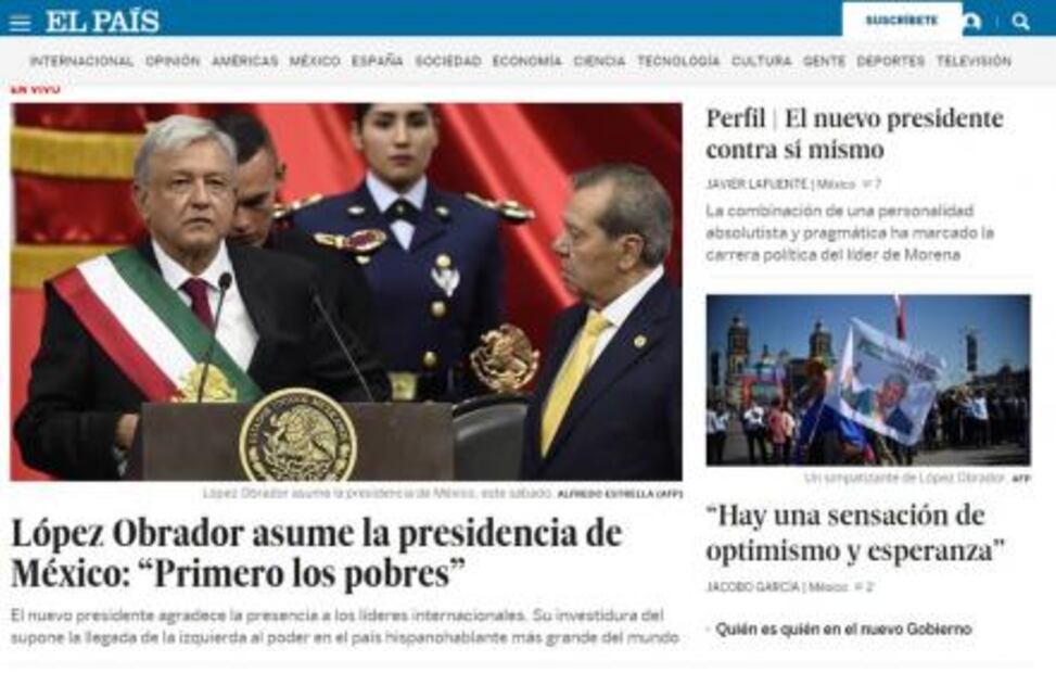 Prensa internacional destaca toma de posesión de López Obrador