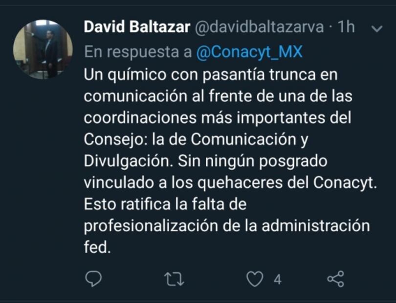 Nuevo subdirector de Conacyt sí gana 44 mil pesos mensuales 