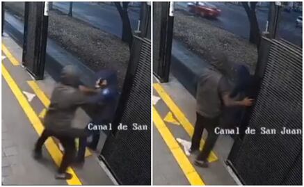 Video: Sujeto arroja a mujer policía a paso del Metrobús en estación Canal de San Juan; es detenido por tentativa de feminicidio
