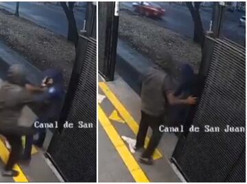 Video: Sujeto arroja a mujer policía a paso del Metrobús en estación Canal de San Juan; es detenido por tentativa de feminicidio