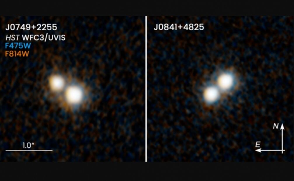 Hubble descubre cuásares dobles en unas galaxias fusionadas