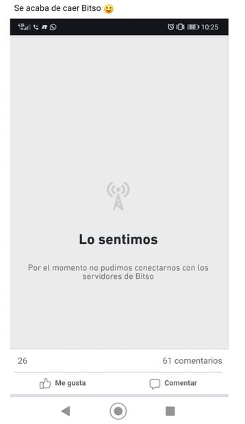 Usuarios reportan fallas en la plataforma de criptomonedas Bitso