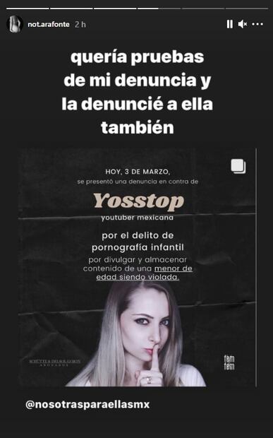 "Estoy privada de mi libertad por terminología, no por ser culpable", dice YosStop en Instagram
