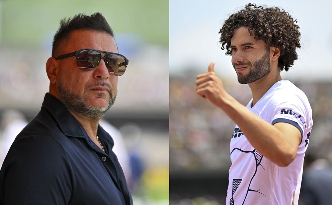 Antonio Mohamed y "Chino" Huerta durante el partido entre Pumas y Atlético de San Luis - Foto: Especial