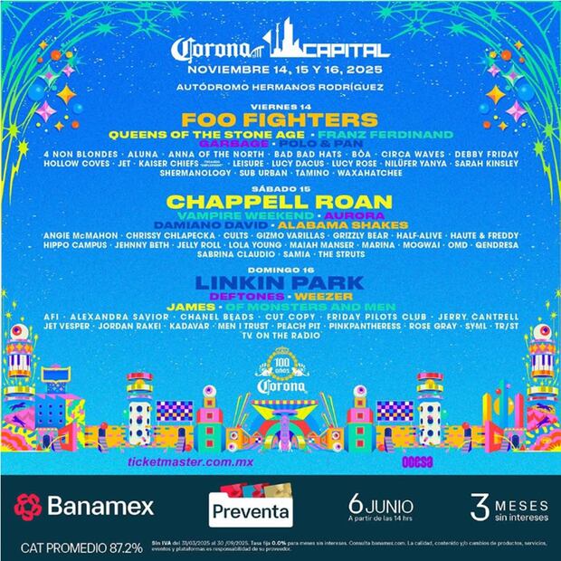 Corona Capital lanza el cartel de su 13° edición.
Imagen: X