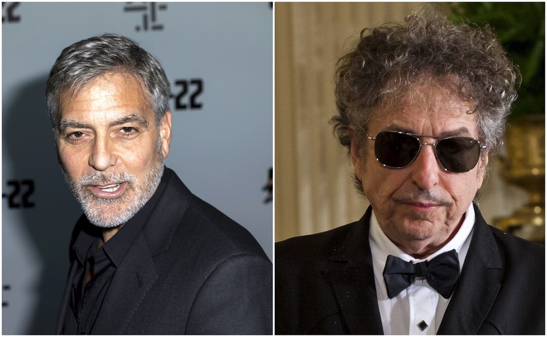 George Clooney y Bob Dylan. Fotos: AP y Archivo