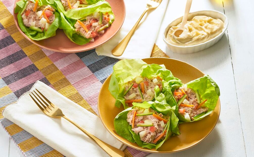 Rollitos de lechuga rellenos de atún. Foto: cortesía