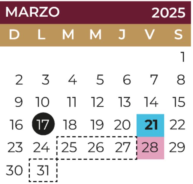 Calendario de la SEP para marzo 2025. Foto: Secretaría de Educación Pública
