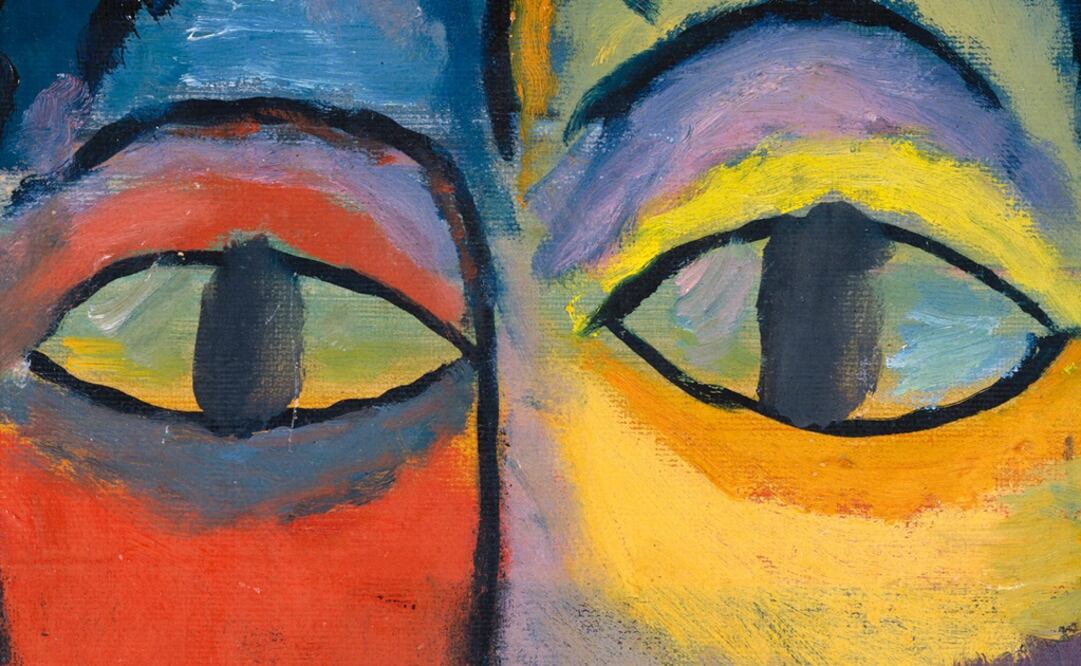 Aspecto del óleo "Tête de femme 'Méduse', Lumière et Ombre", de Alexej von Jawlensky, una de las piezas que provienen del Museo de Bellas Artes de Lyon. (FOTO: Munal)