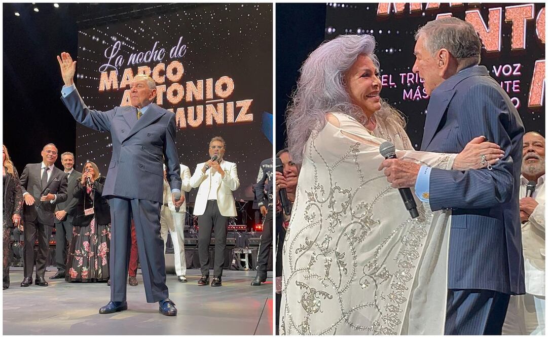 Marco Antonio Muñiz recibe homenaje por 70 años de carrera artística. Verónica Castro condujo el evento. 
Foto: Prensa Danna