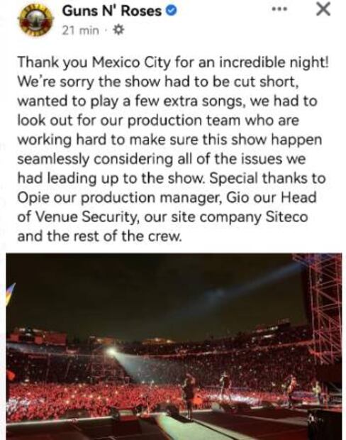 Guns N' Roses tuvo que cortar el show en la CDMX