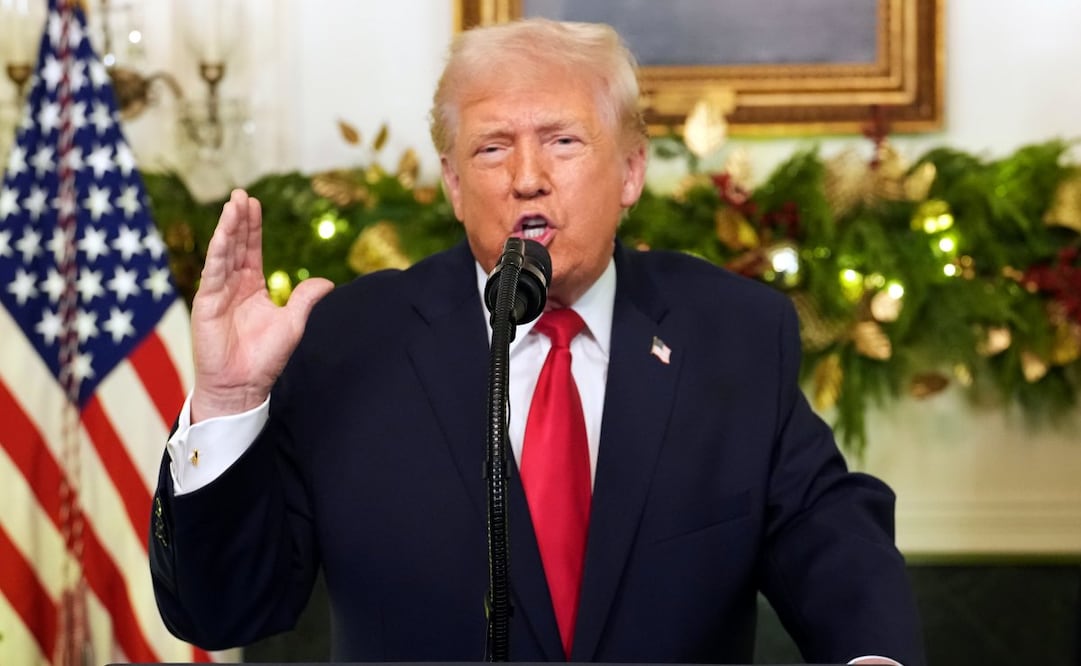 Trump durante su mensaje a la nación en la Casa Blanca. (17/12/25) Foto: AP