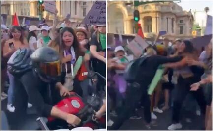 Motociclista agrede a mujeres en plena marcha del 8M en la CDMX, fue detenido