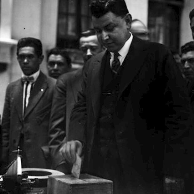 Adolfo de la Huerta participando en las elecciones presidenciales en septiembre de 1920. Foto: Wikimedia Commons.