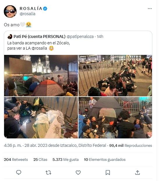 Rosalía tweet previo concierto