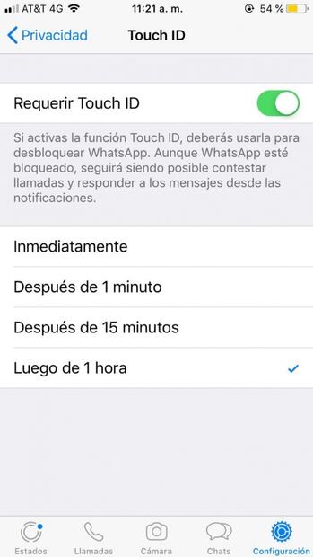 Paso a paso para activar el bloqueo por huella en WhatsApp
