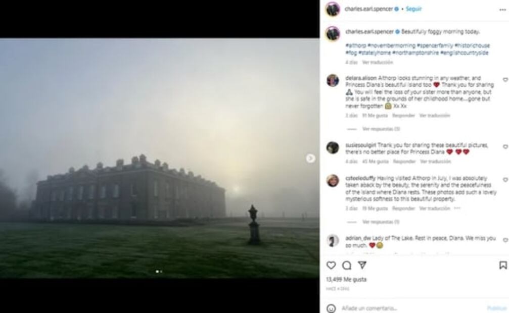 Hermano de Lady Di publica foto de la tumba de la princesa y conmociona las redes