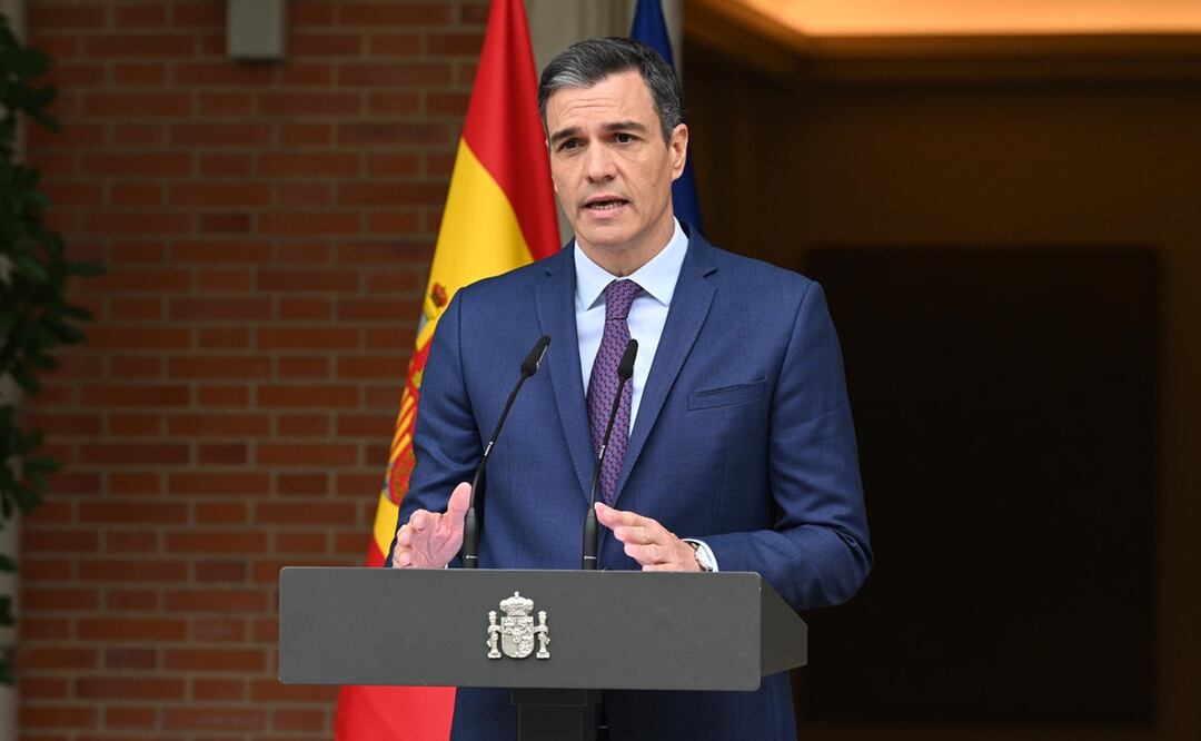 El presidente del Gobierno, Pedro Sánchez durante una rueda de prensa celebrada este lunes en la Moncloa, Madrid. Foto: EFE