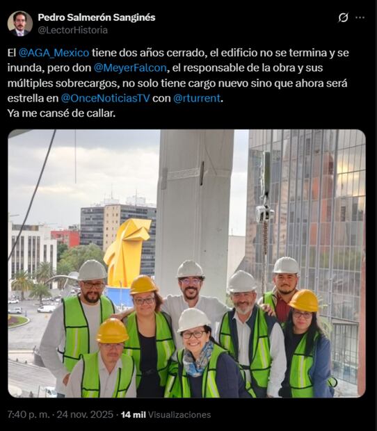 Publicación de Pedro Salmarón donde acusa que el AGA lleva cerrado dos años. Foto: captura de pantalla