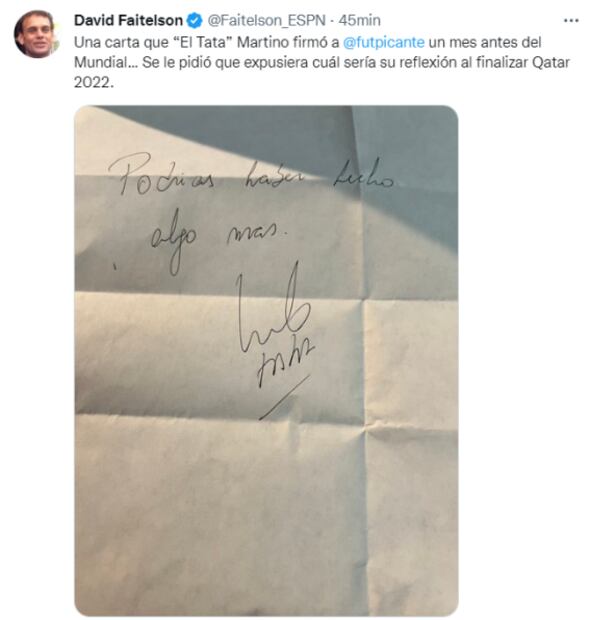 La carta de despedida de Gerardo Martino tras el fracaso el Qatar 2022