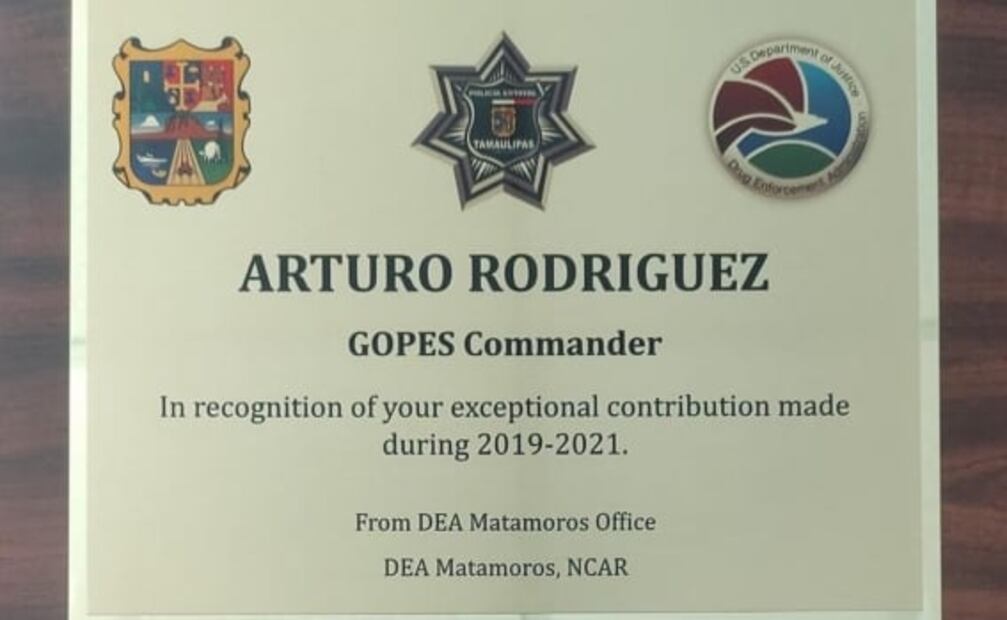 Otorga la DEA reconocimiento a Operaciones Especiales de la Policía de Tamaulipas