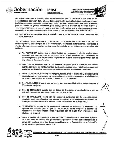 Los vuelos, detalla el documento, serán solicitados por el INM con base en las necesidades de operación, para evitar hacinamiento en las estaciones migratorias y que exista un retorno seguro, digno y ordenado de migrantes.