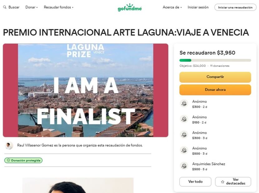 Artista oaxaqueño recauda fondos a través de Gofundme.
Imagen: Captura de pantalla