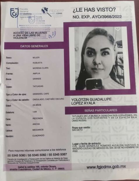 Tras días desaparecida, hallan cuerpo de Yolotzin Guadalupe