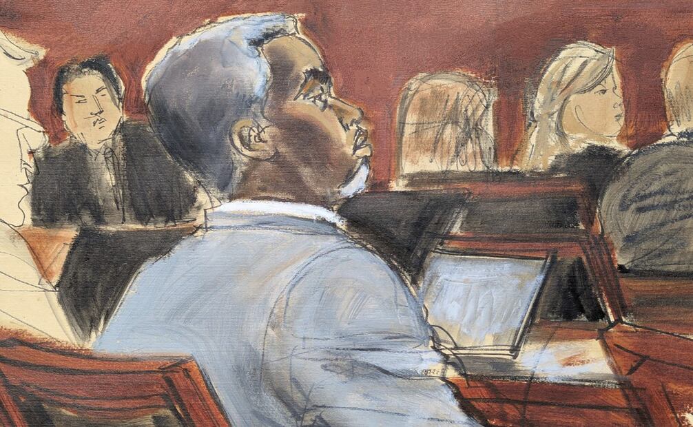Con pelo canoso, ya que están prohibidos los tintes en la cárcel donde aguarda el juicio desde septiembre pasado, Combs se vio arropado en la corte del Tribunal Federal del Distrito Sur en Manhattan por su madre, Janice, y varios de sus hijos. Foto: Elizabeth Williams via AP
