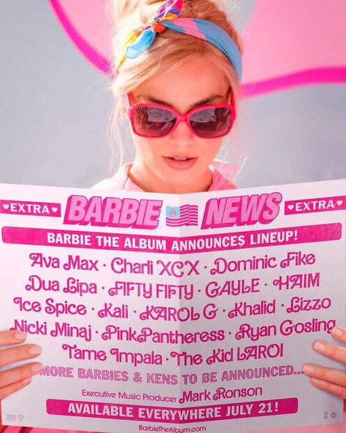 Días antes se habían revelado a los artistas que formarían parte del soundtrack de la película Barbie, pero aún faltaban nombres por revelar. / Foto: Instagram