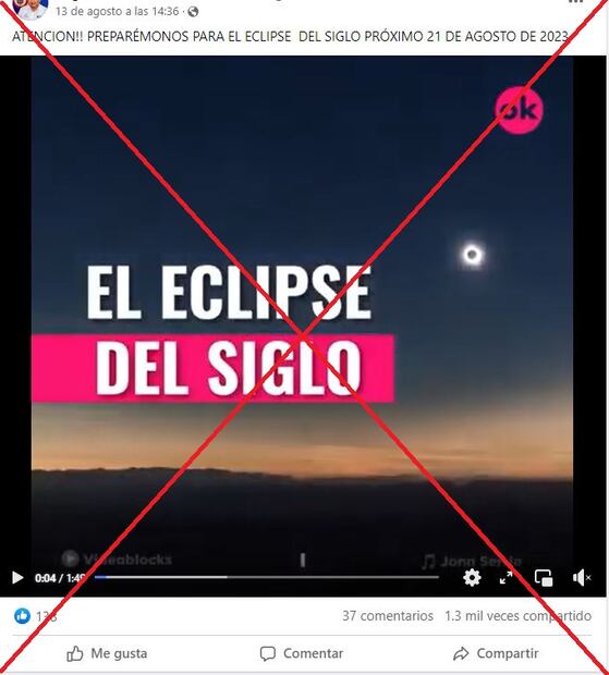 AFP Factural descartó que este 21 de agosto se registre el Eclipse del Siglo. / Foto: AFP