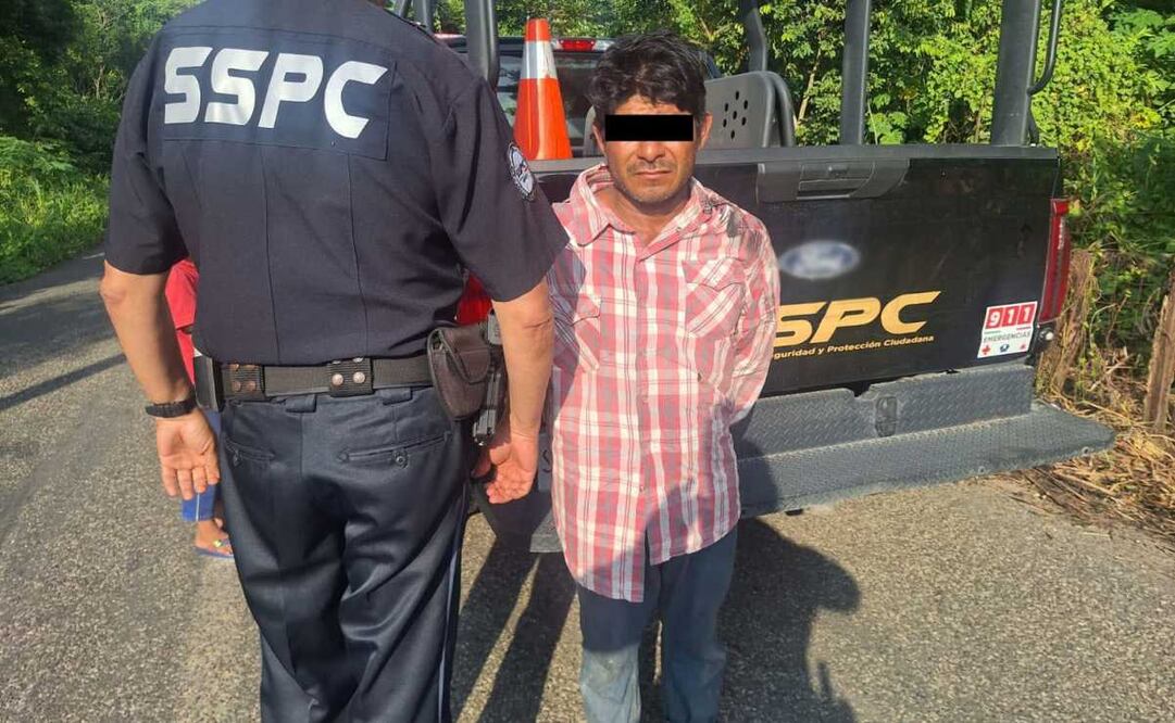 Autoridades del gobierno de Tabasco detienen a un hombre identificado como el responsable de un multihomicidio en el municipio de Centla este lunes 8 de septiembre de 2025. Foto: SSPC